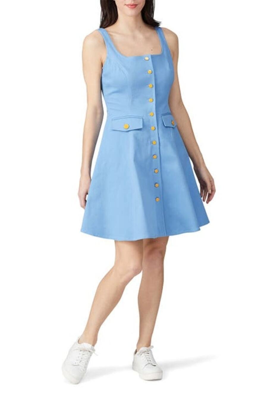 Color Me Courtney Blue Sleeveless Button Down Alle Utility Dress Women's Size 4